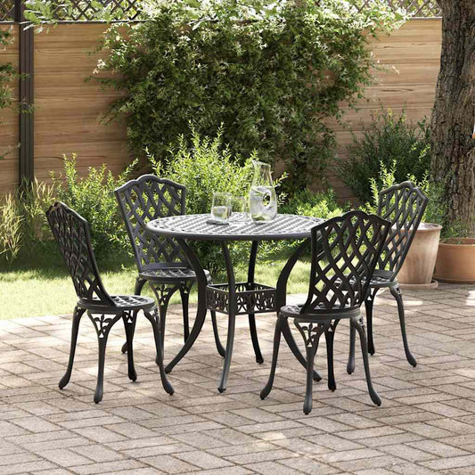 Set da Pranzo per Giardino 5 pcs Nero Alluminio | homemem39