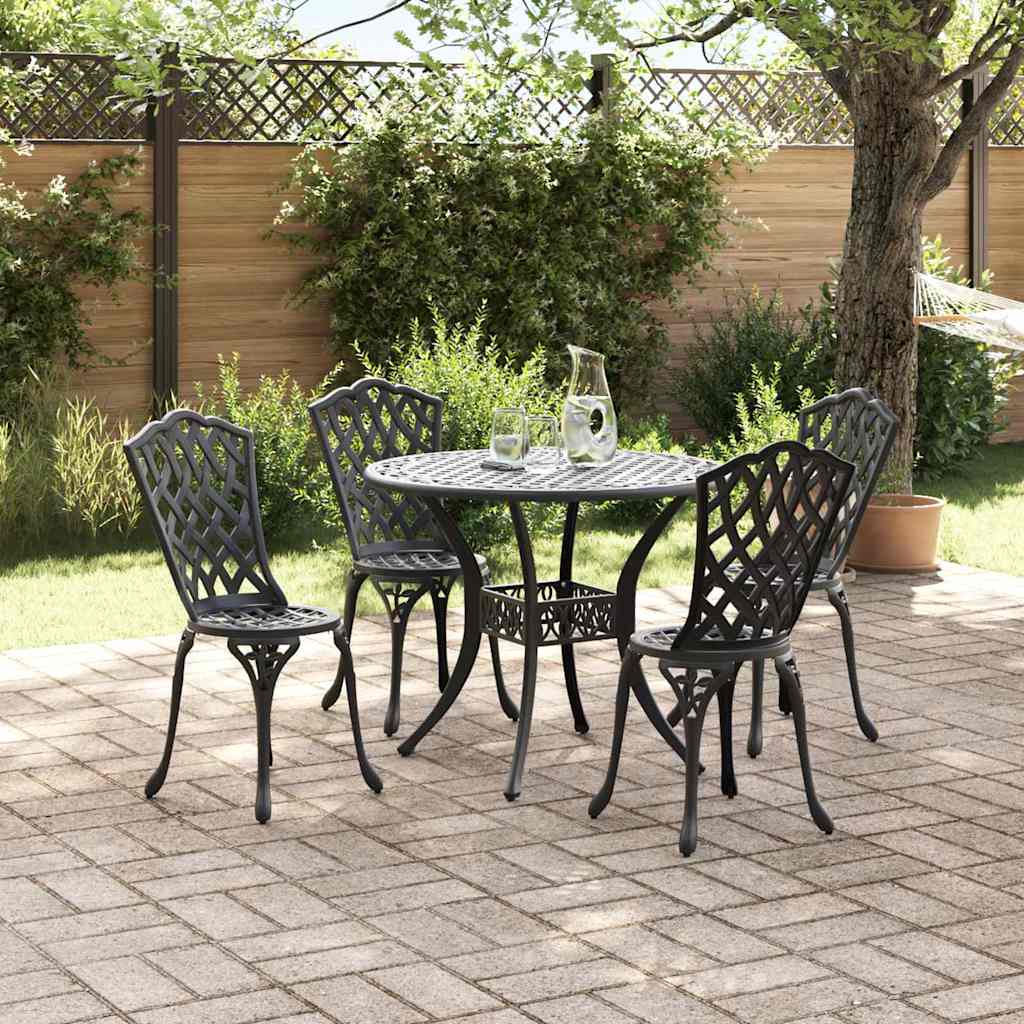 Set da Pranzo per Giardino 5 pcs Nero Alluminio | homemem39