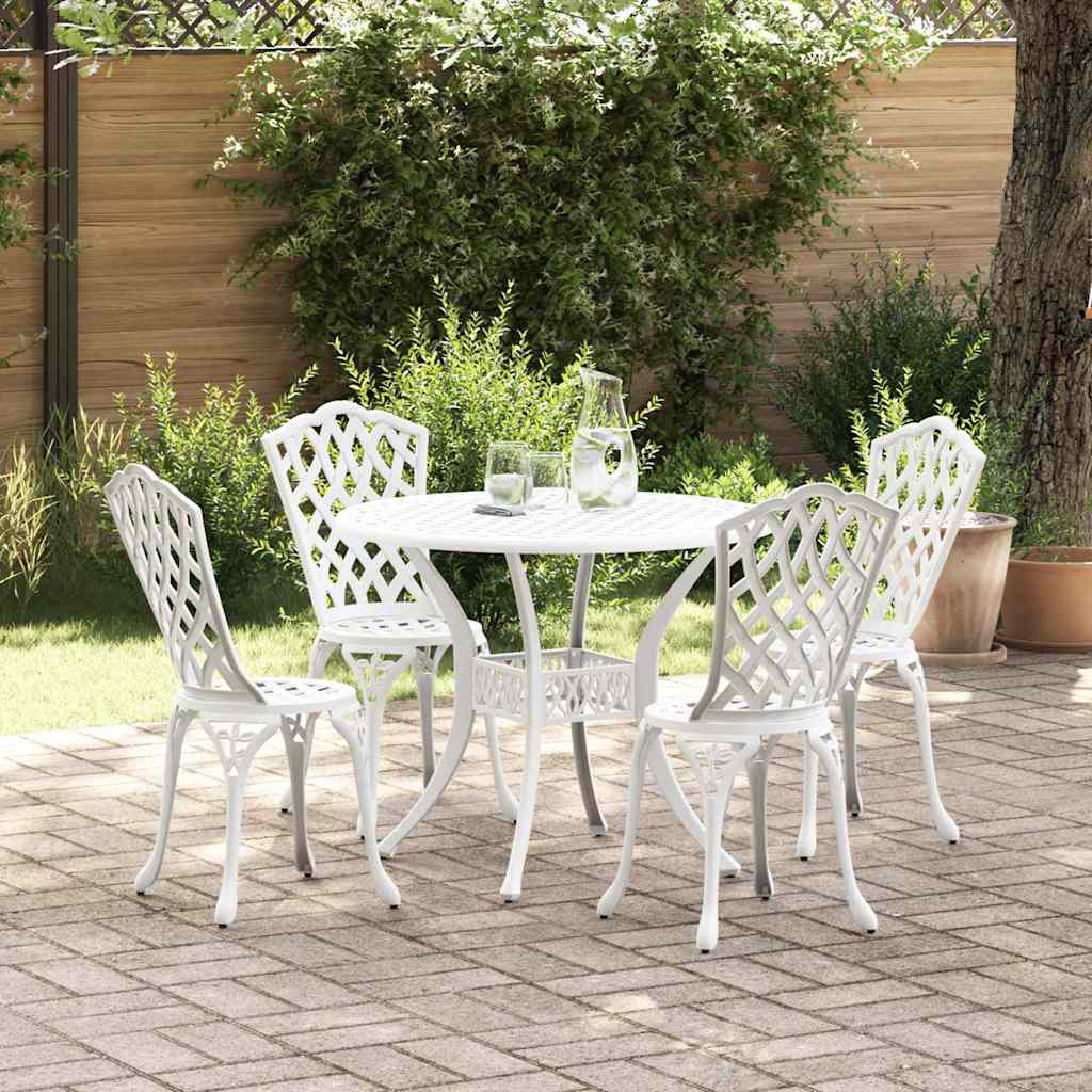 Set da Pranzo per Giardino 5 pcs Bianco Alluminio | homemem39