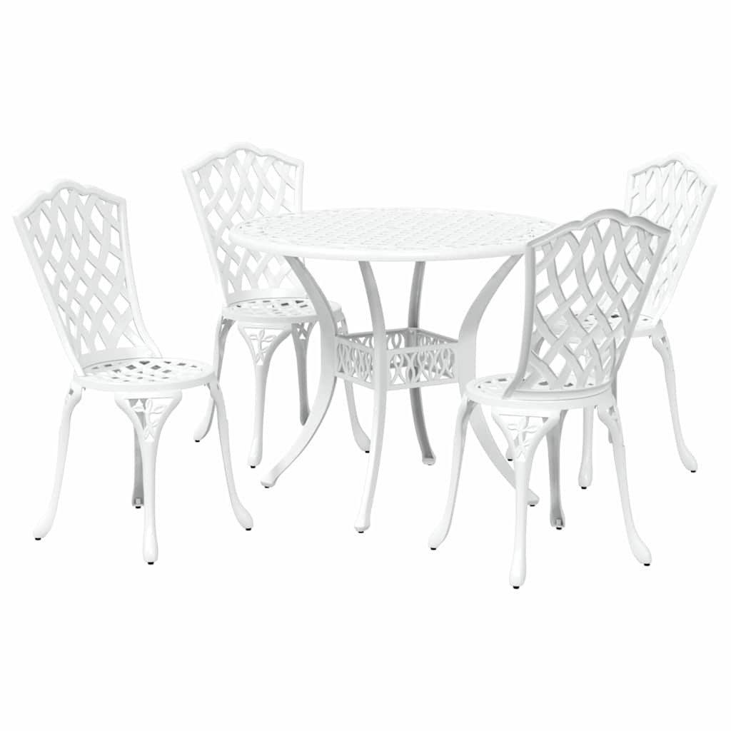 Set da Pranzo per Giardino 5 pcs Bianco Alluminio | homemem39