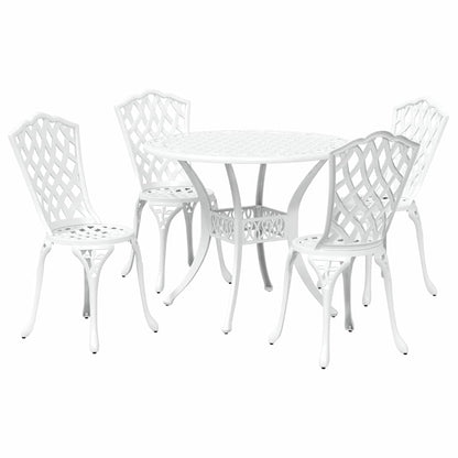 Set da Pranzo per Giardino 5 pcs Bianco Alluminio | homemem39