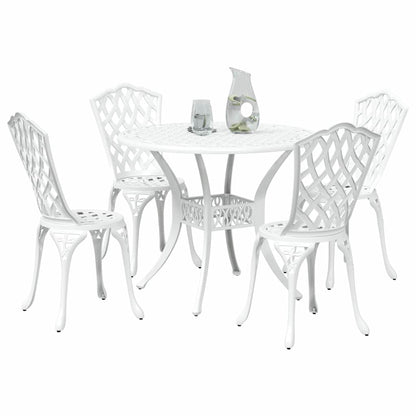 Set da Pranzo per Giardino 5 pcs Bianco Alluminio | homemem39