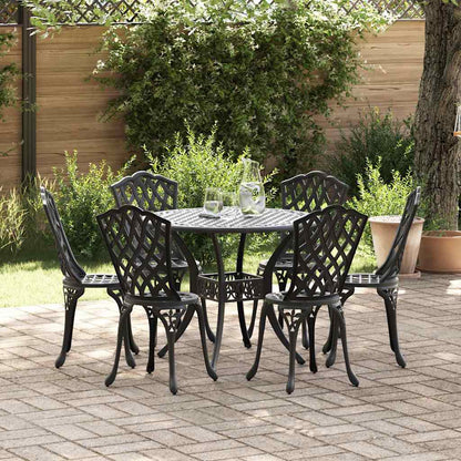 Set da Pranzo per Giardino 7 pcs Nero Alluminio | homemem39
