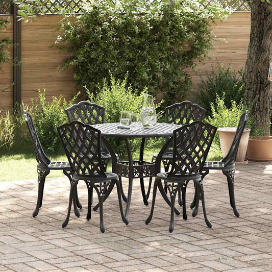 Set da Pranzo per Giardino 7 pcs Nero Alluminio | homemem39