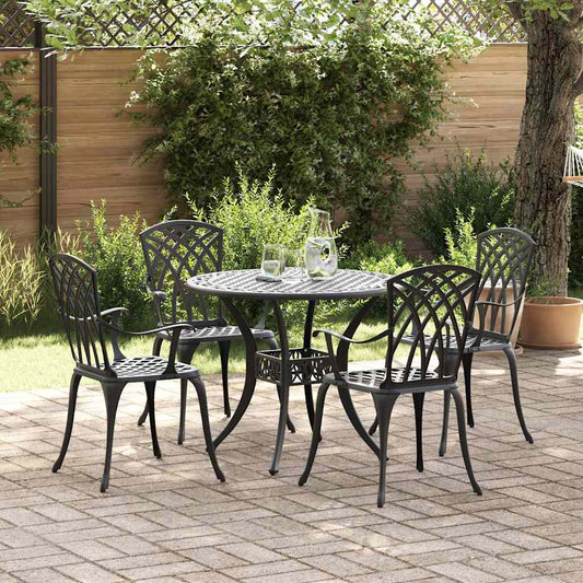 Set da Pranzo per Giardino 5 pcs Nero Alluminio | homemem39