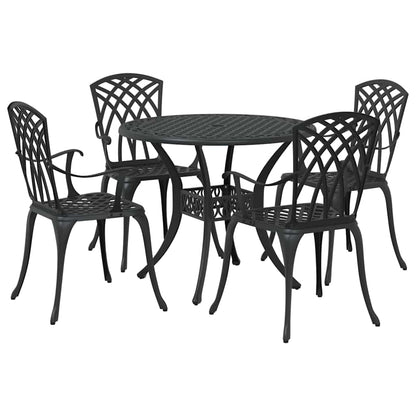 Set da Pranzo per Giardino 5 pcs Nero Alluminio | homemem39