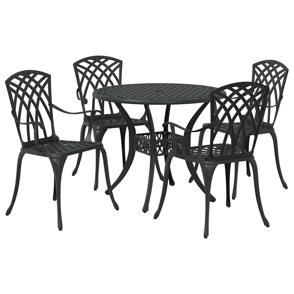 Set da Pranzo per Giardino 5 pcs Nero Alluminio | homemem39