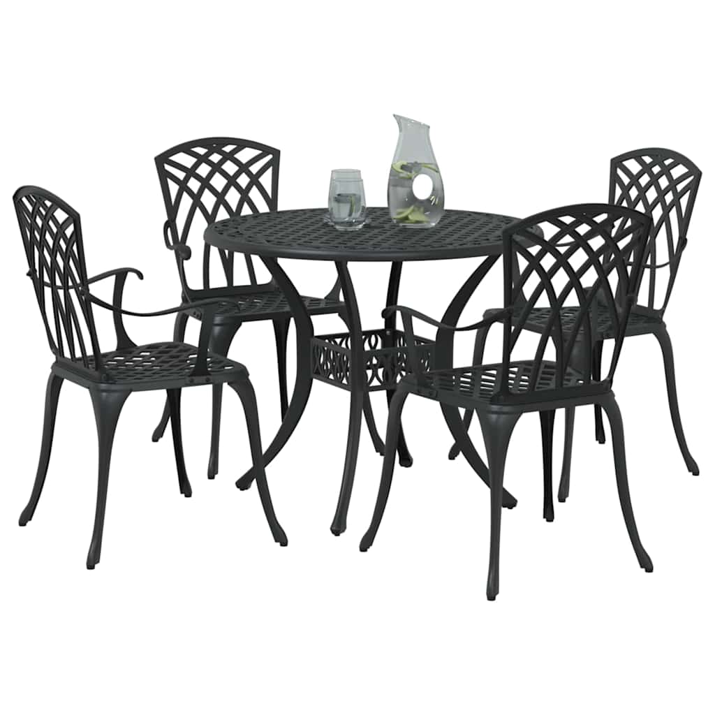 Set da Pranzo per Giardino 5 pcs Nero Alluminio | homemem39