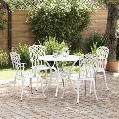 Set da Pranzo per Giardino 5 pcs Bianco Alluminio | homemem39