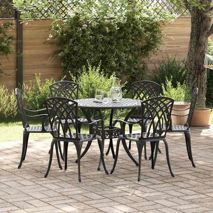 Set da Pranzo per Giardino 7 pcs Nero Alluminio | homemem39