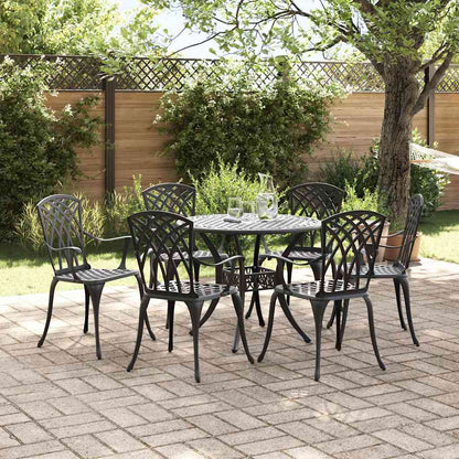 Set da Pranzo per Giardino 7 pcs Nero Alluminio | homemem39