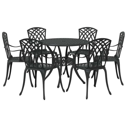 Set da Pranzo per Giardino 7 pcs Nero Alluminio | homemem39