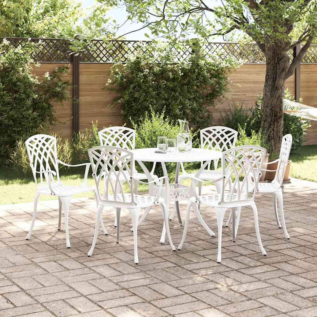 Set da Pranzo per Giardino 7 pcs Bianco Alluminio | homemem39