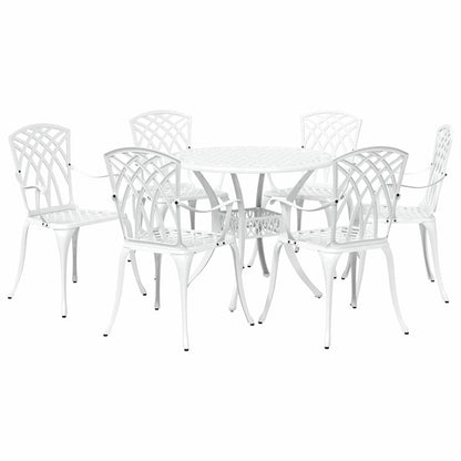 Set da Pranzo per Giardino 7 pcs Bianco Alluminio | homemem39