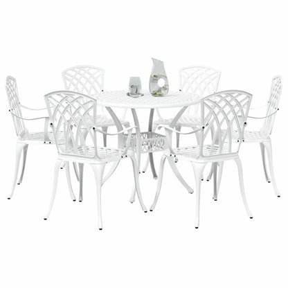 Set da Pranzo per Giardino 7 pcs Bianco Alluminio | homemem39