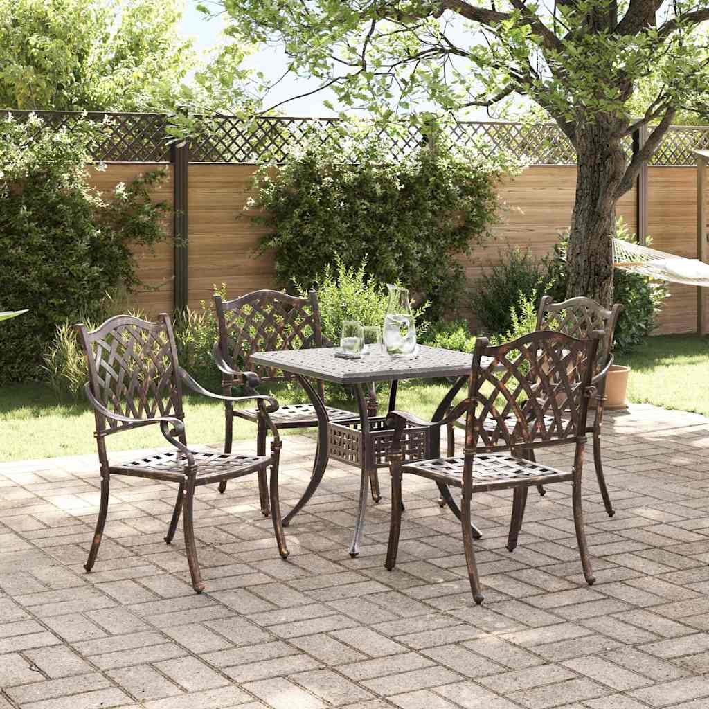 Set di Tavolo da Giardino 5 pcs Bronzo Alluminio pressofuso