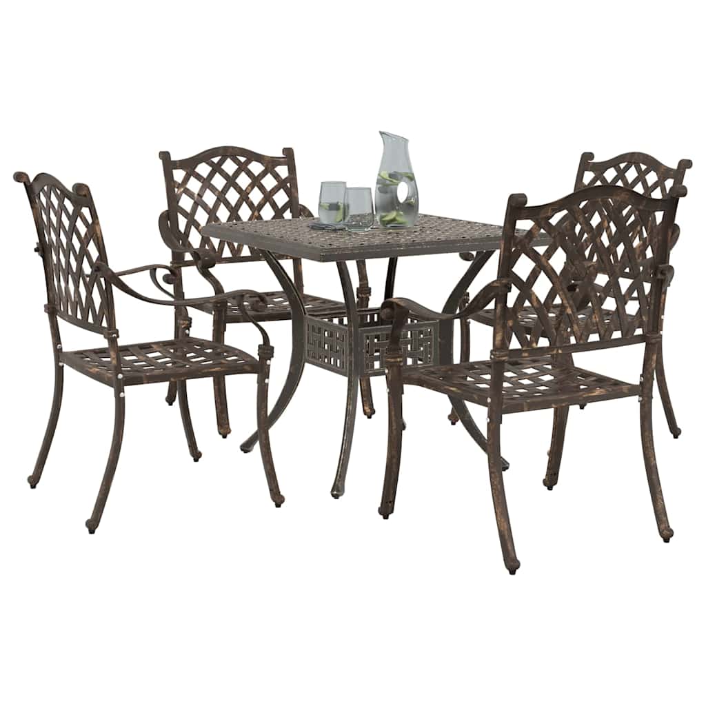 Set di Tavolo da Giardino 5 pcs Bronzo Alluminio pressofuso