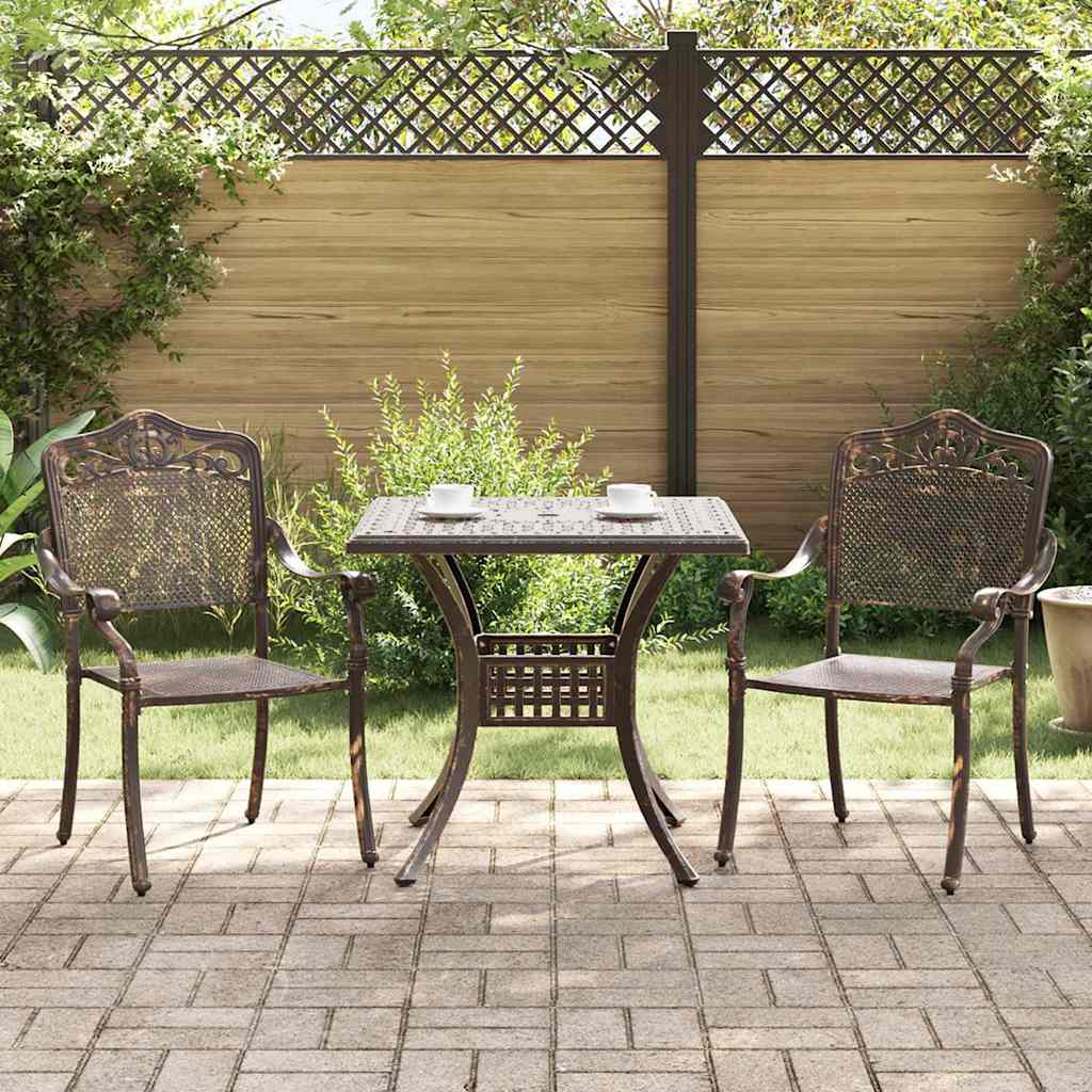 Set di Tavolo da Giardino 3 pcs Bronzo Alluminio pressofuso | homemem39