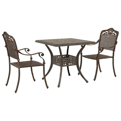 Set di Tavolo da Giardino 3 pcs Bronzo Alluminio pressofuso | homemem39
