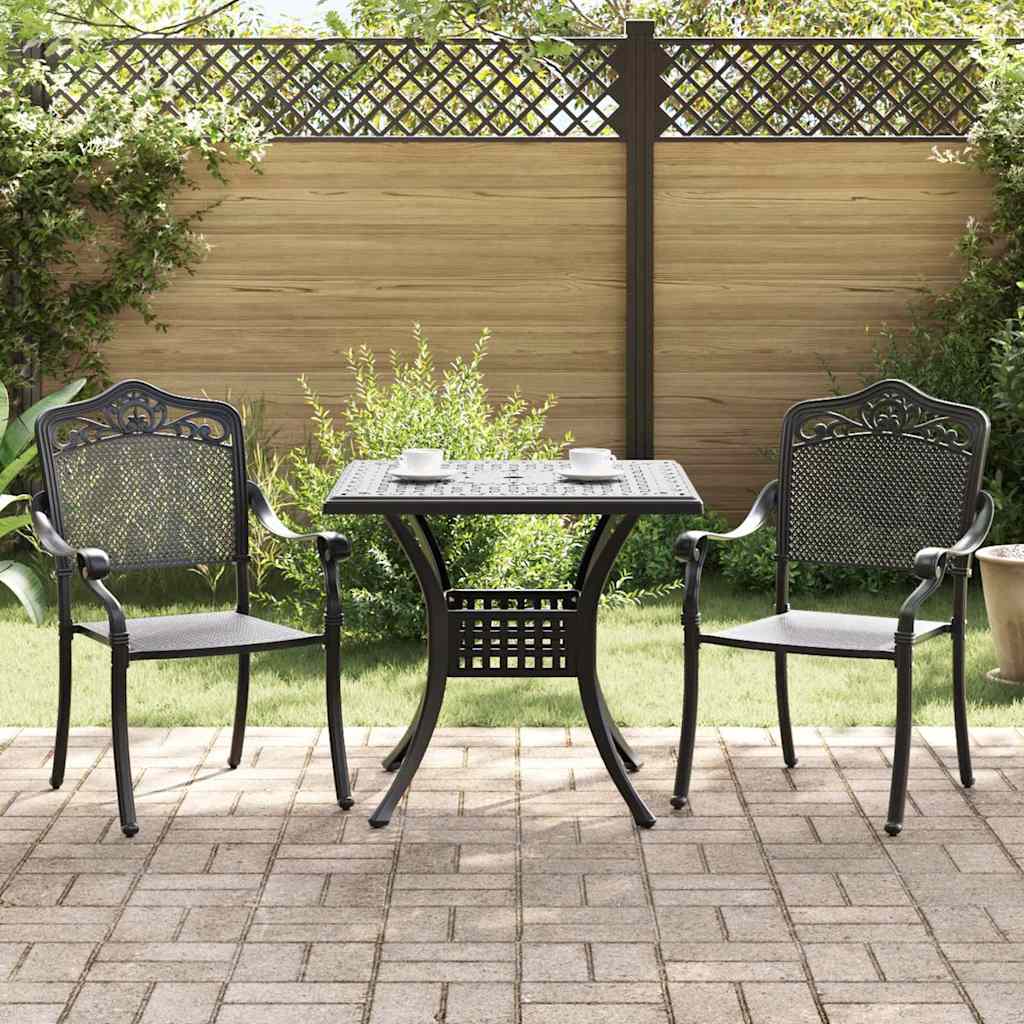 Set di Tavolo da Giardino 3 pcs Nero Alluminio pressofuso