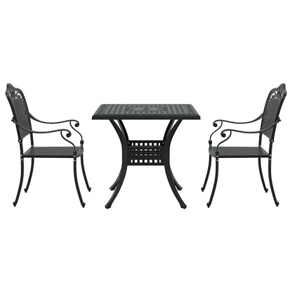 Set di Tavolo da Giardino 3 pcs Nero Alluminio pressofuso | homemem39