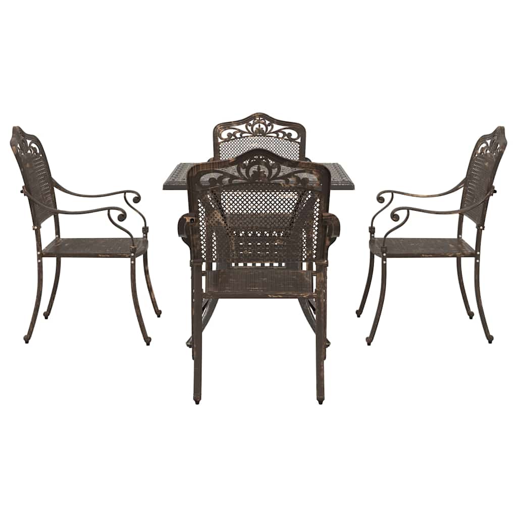 Set di Tavolo da Giardino 5 pcs Bronzo Alluminio pressofuso | homemem39