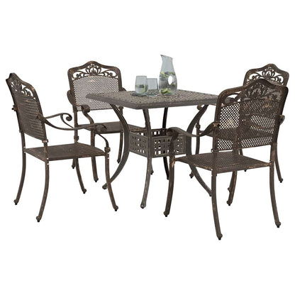 Set di Tavolo da Giardino 5 pcs Bronzo Alluminio pressofuso | homemem39