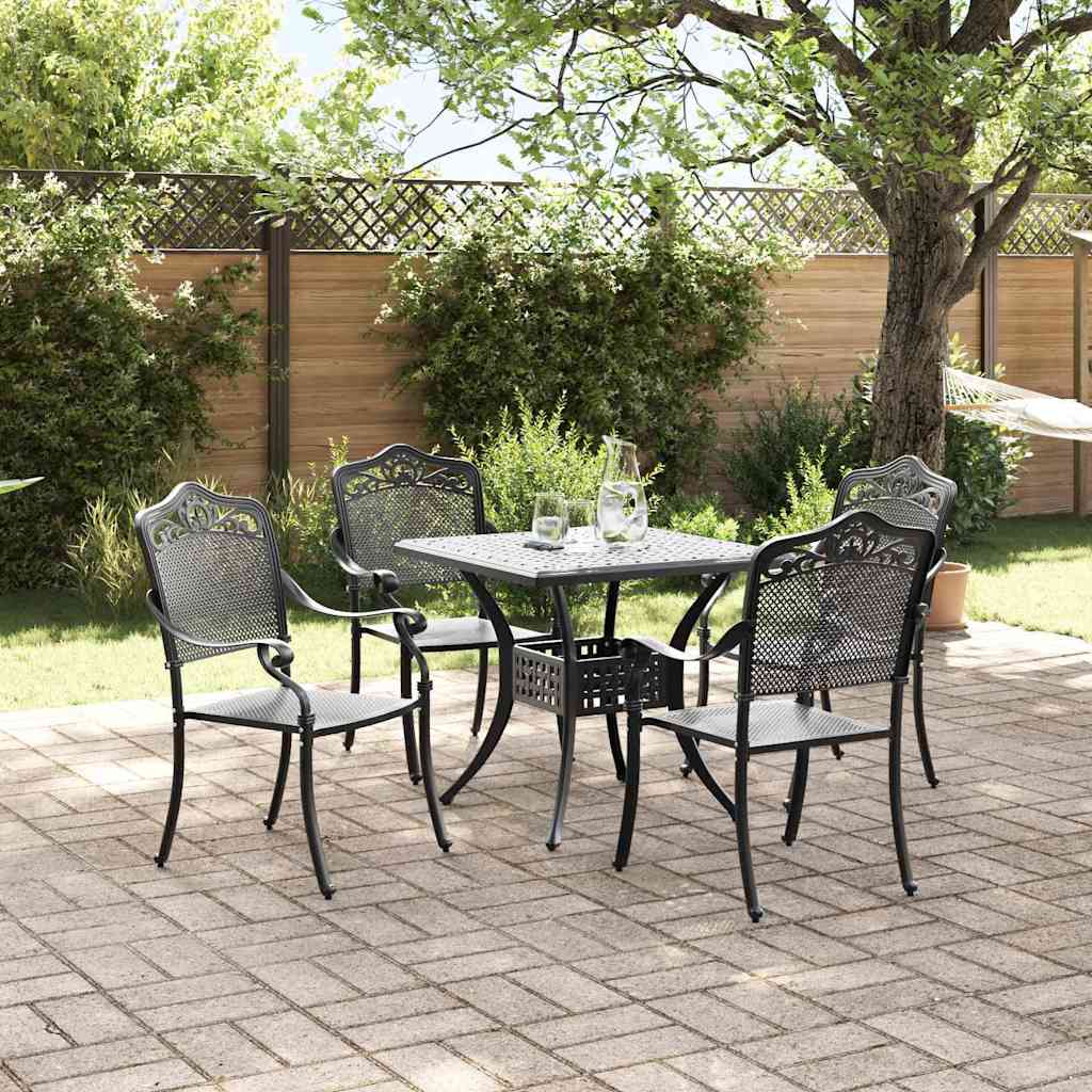 Set di Tavolo da Giardino 5 pcs Nero Alluminio pressofuso | homemem39