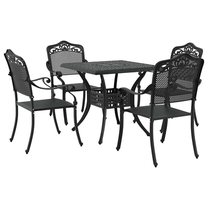 Set di Tavolo da Giardino 5 pcs Nero Alluminio pressofuso | homemem39