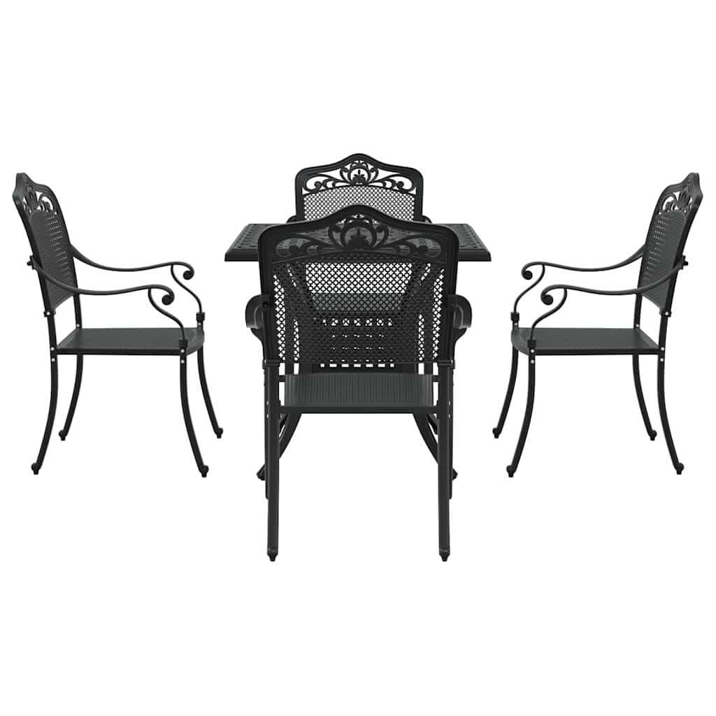 Set di Tavolo da Giardino 5 pcs Nero Alluminio pressofuso | homemem39