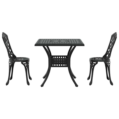 Set di Tavolo da Giardino 3 pcs Nero Alluminio pressofuso | homemem39