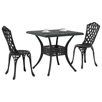 Set di Tavolo da Giardino 3 pcs Nero Alluminio pressofuso