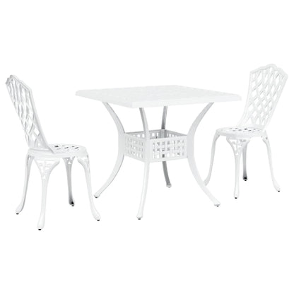 Set di Tavolo da Giardino 3 pcs Bianco Alluminio pressofuso