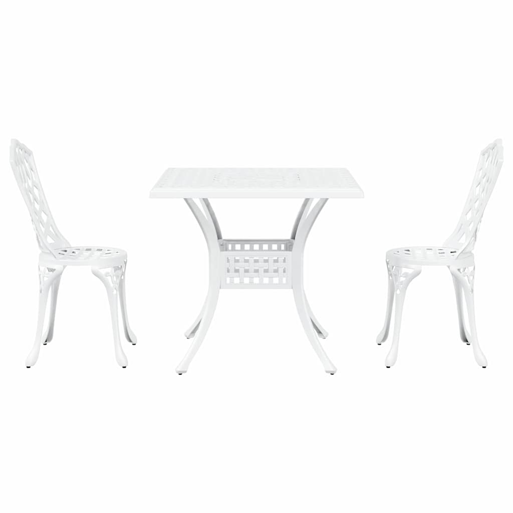 Set di Tavolo da Giardino 3 pcs Bianco Alluminio pressofuso | homemem39