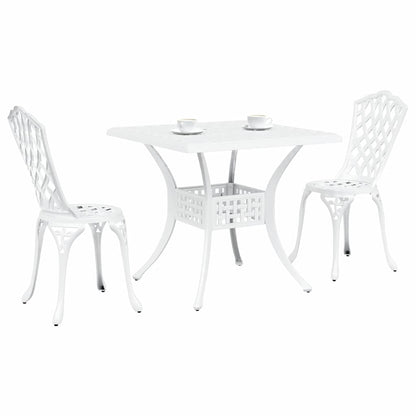 Set di Tavolo da Giardino 3 pcs Bianco Alluminio pressofuso | homemem39