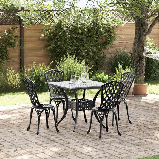 Set di Tavolo da Giardino 5 pcs Nero Alluminio pressofuso
