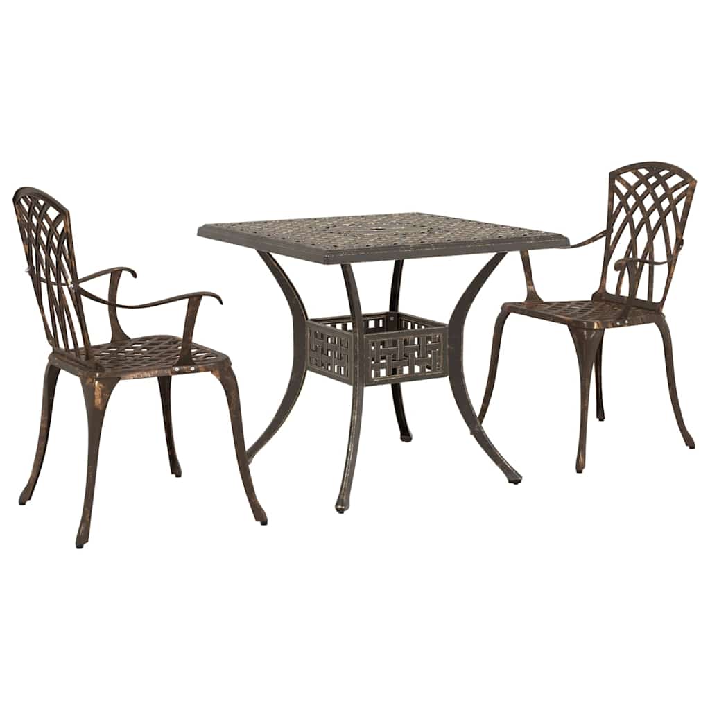 Set di Tavolo da Giardino 3 pcs Bronzo Alluminio pressofuso