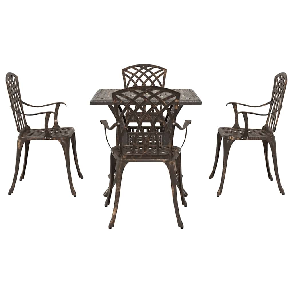 Set di Tavolo da Giardino 5 pcs Bronzo Alluminio pressofuso | homemem39
