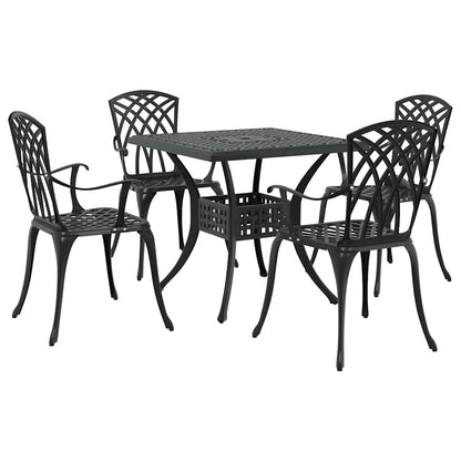 Set di Tavolo da Giardino 5 pcs Nero Alluminio pressofuso | homemem39