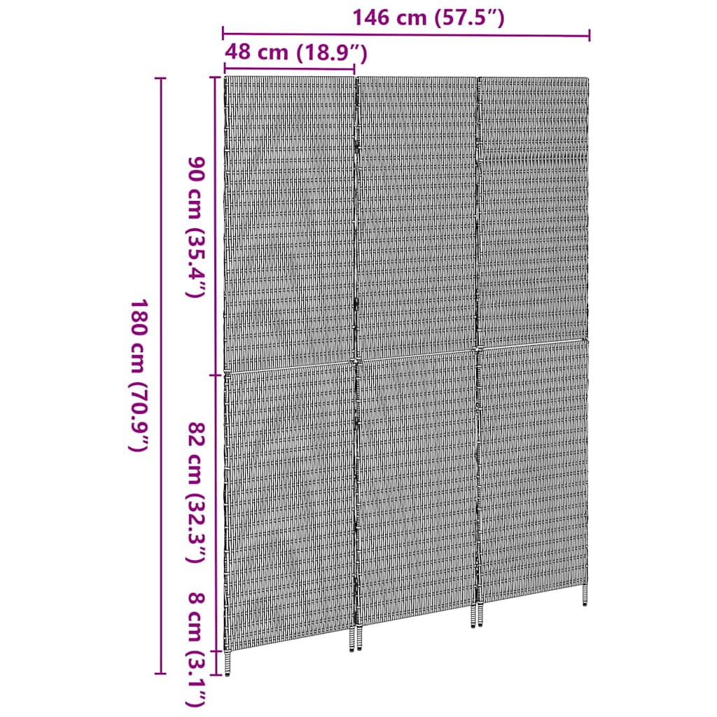 Divider per stanze Grigio 146 x 180 cm polyrattan