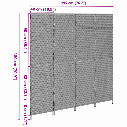 Divider per stanze Nero 195 x 180 cm polyrattan