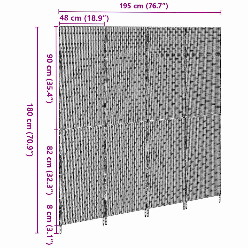 Divider per stanze Marrone 195 x 180 cm polyrattan