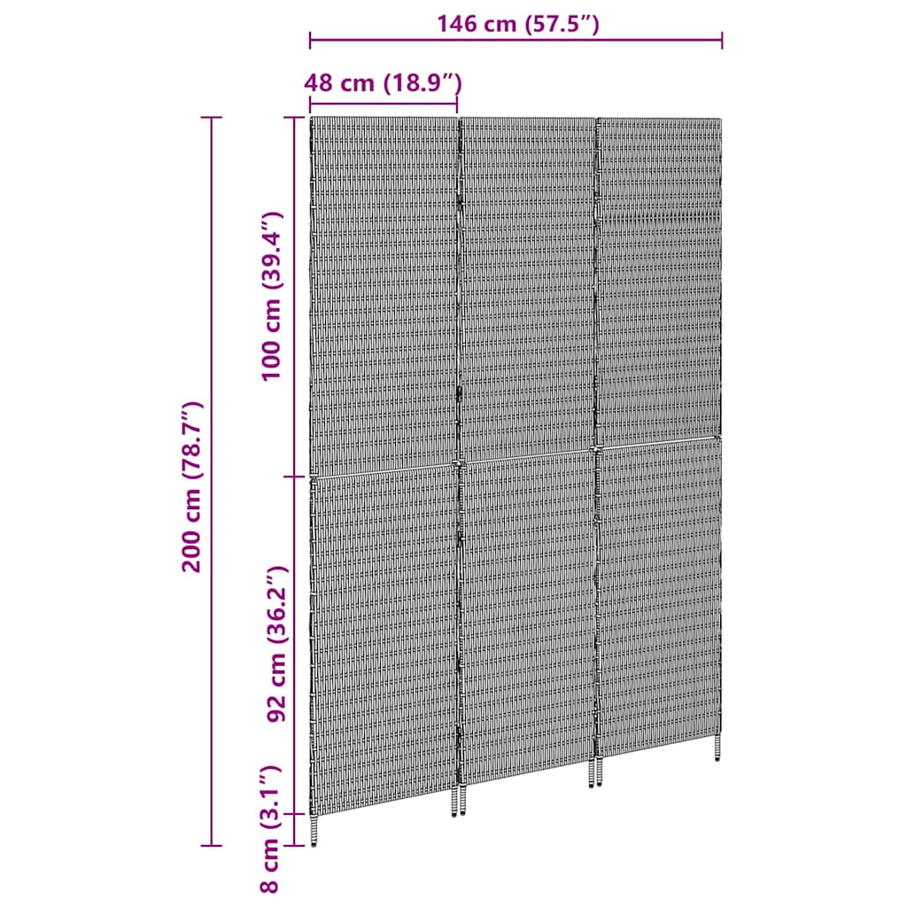 Divider per stanze Beige 146 x 200 cm polyrattan