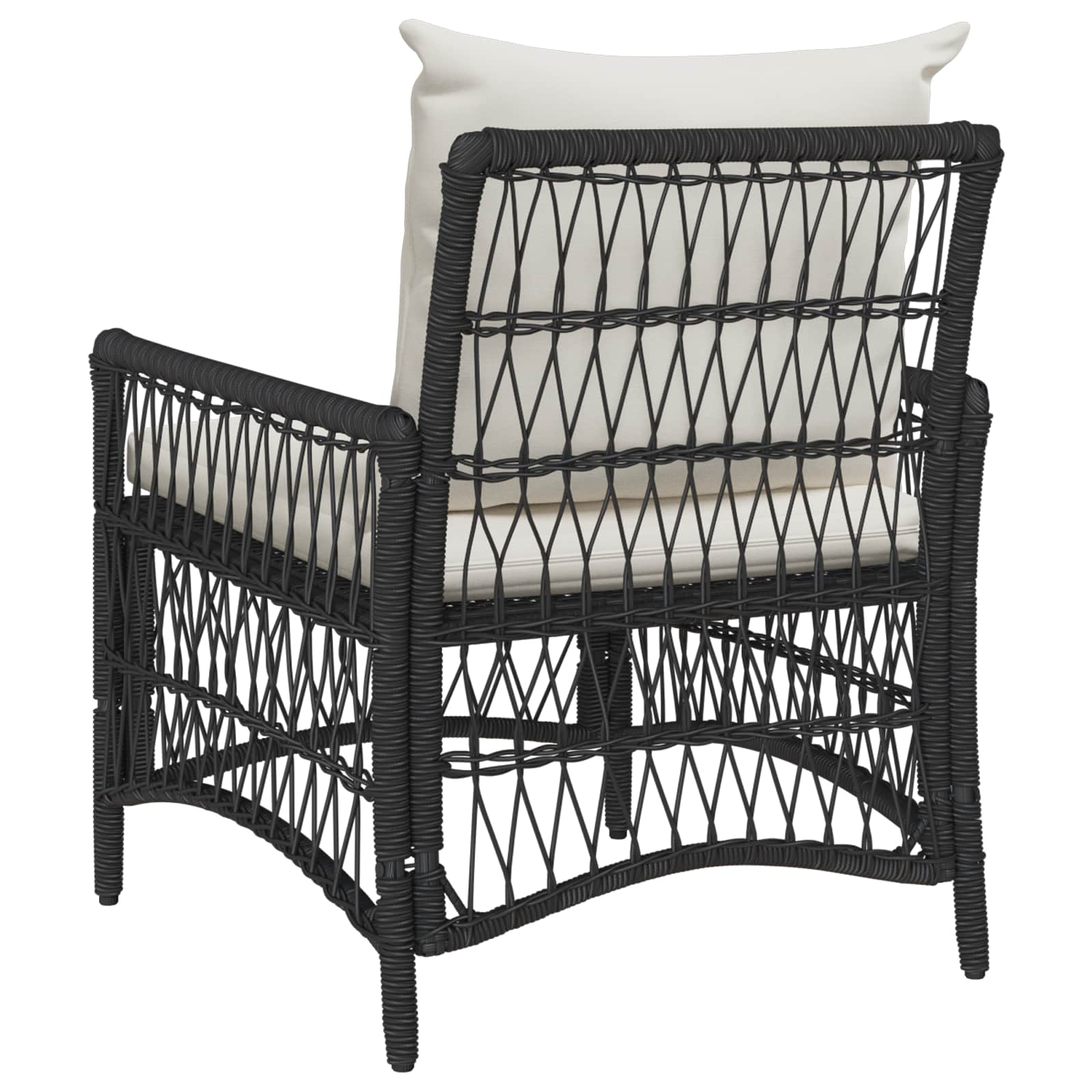 Sedia da Giardino con cuscino Nero 73 x 61 x 77 cm polyrattan | homemem39