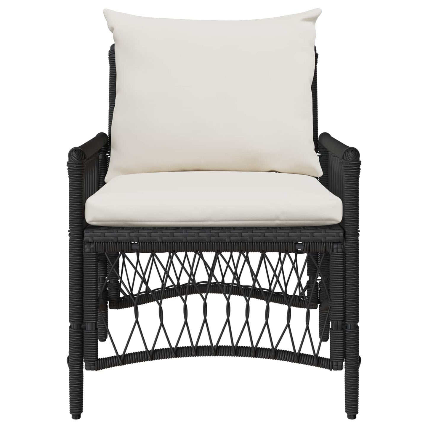 Sedia da Giardino con cuscino Nero 73 x 61 x 77 cm polyrattan | homemem39