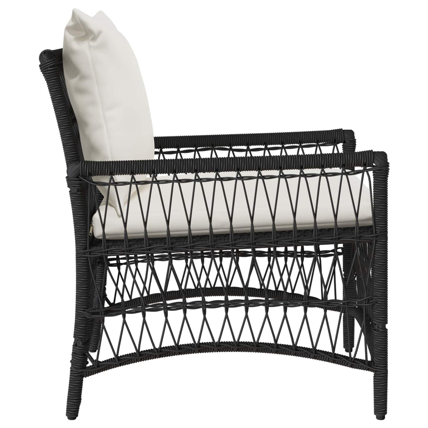 Sedia da Giardino con cuscino Nero 73 x 61 x 77 cm polyrattan | homemem39