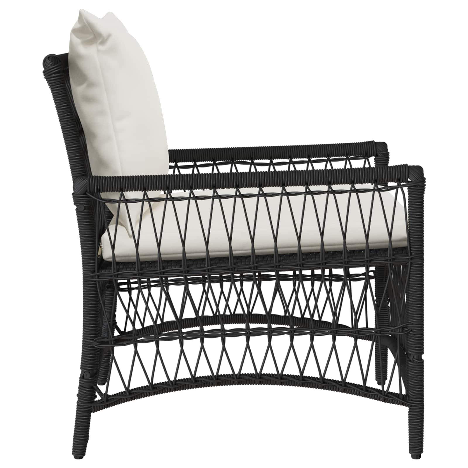 Sedia da Giardino con cuscino Nero 73 x 61 x 77 cm polyrattan | homemem39