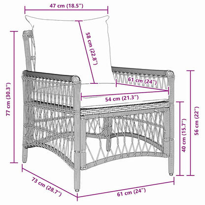 Sedia da Giardino Marrone 60 x 70 x 78cm polyrattan - homemem39