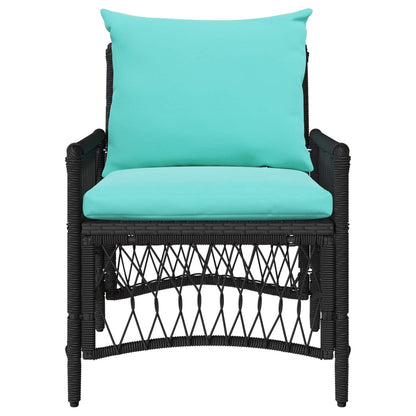 Sedia da Giardino con cuscino Nero 73 x 61 x 77 cm polyrattan