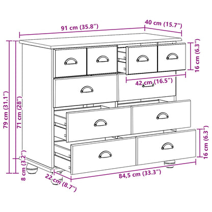 Cassettiera ASKIM Bianco 91 x 40 x 79 cm Pino massello